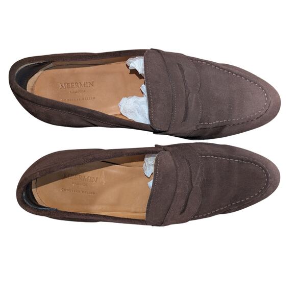 Meermin Mallorca Brown Suede Penny Loafers 101484